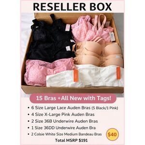 Reseller Box 15 Bras NWT Auden & Colsie Mixed Sizes Lace Underwire Bandeau